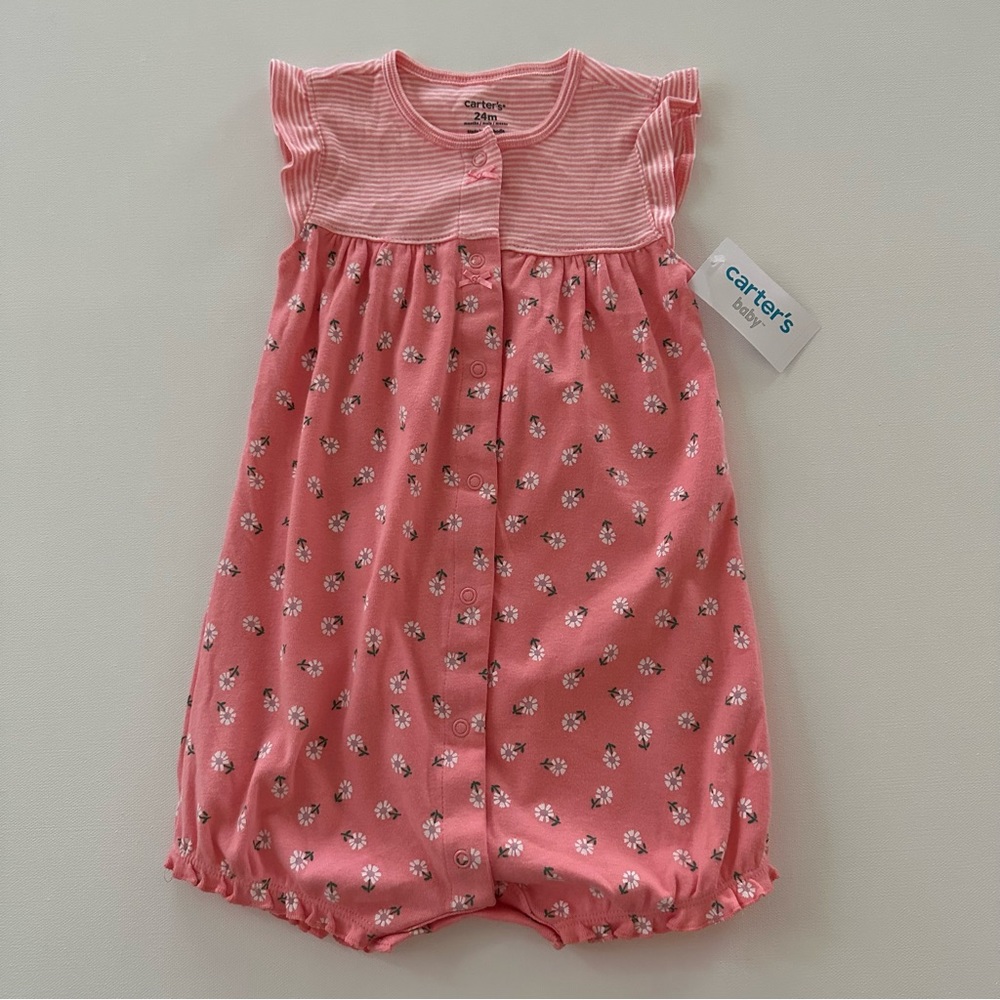 Carter’s 24 Months Baby Girl Pink Floral Romper Spring Summer